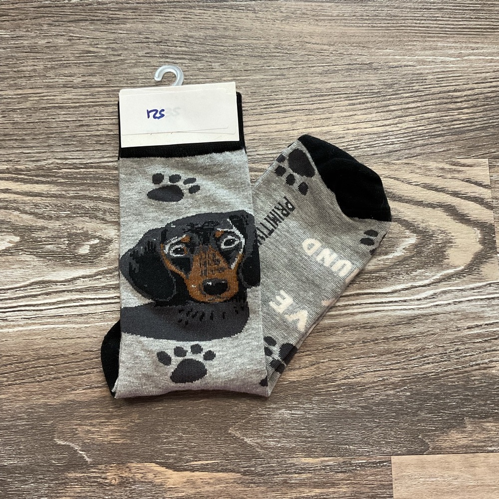 Primitives by Kathy Grey and Navy I love my Dachshund Socks NWT